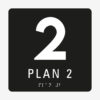 Taktil skylt m. brailleskrift PLAN 2